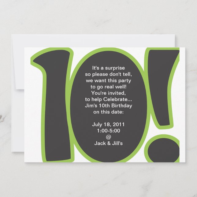 10th Birthday Invite (Front)