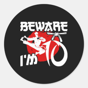 10th Birthday Karate 10 Year Old Karate Birthday  Classic Round Sticker