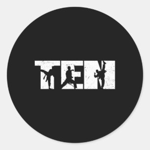 10th Birthday Karate Fighter 10 Year Old Girls Boy Classic Round Sticker