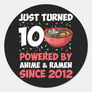 10th Birthday Kawaii Anime Ramen 10 Years Old Girl Classic Round Sticker