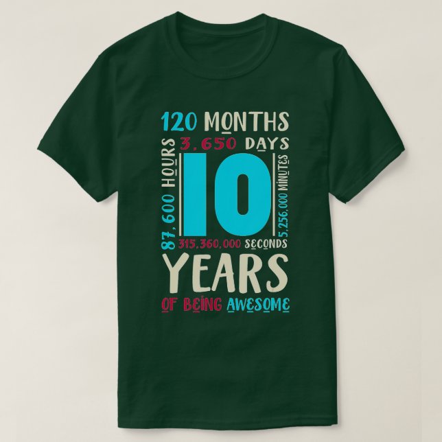 10th Birthday Kids Ten Gift for 10 Year Old Boys G T-Shirt (Design Front)