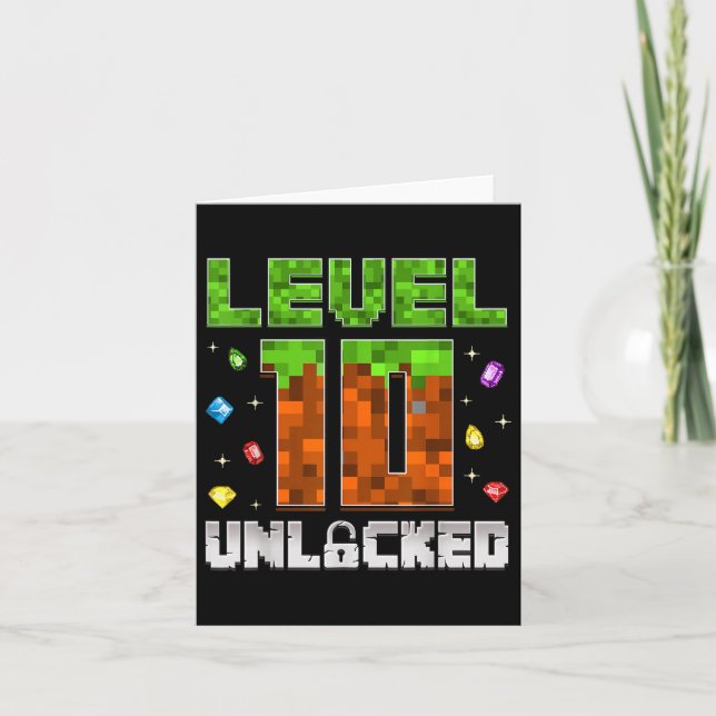 10th Birthday Level 10 Unlocked Kids 10 Year Old G Card (Front)