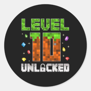 10th Birthday Level 10 Unlocked Kids 10 Year Old G Classic Round Sticker