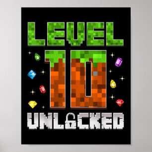 10th Birthday Level 10 Unlocked Kids 10 Year Old G Poster