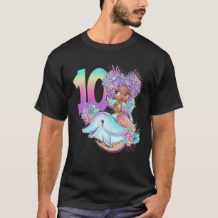 10th Birthday Mermaid Ten Black Girl Magic Double  T-Shirt