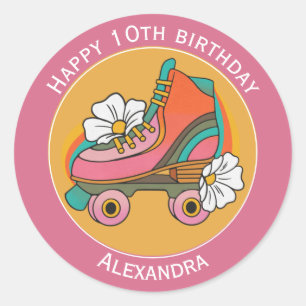 10th birthday name roller skate  cute pink Sticker