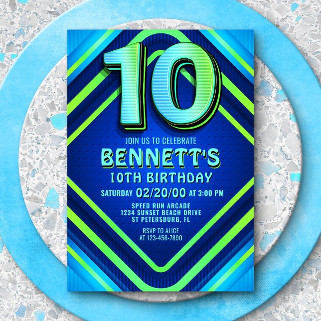 10th Birthday Neon Invitation (Creator Uploaded)