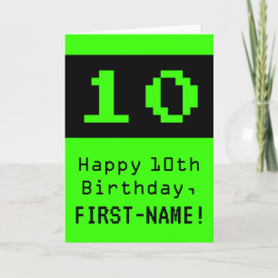 10th Birthday: Nerdy / Geeky Style "10" and Name Card