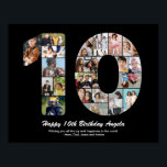 10th Birthday Number 10 Custom Photo Collage Poster<br><div class="desc">Mark years of wonderful memories and adventures with this captivating 10th Birthday Number Photo Collage. This customisable template is the perfect blend of creativity and sentiment, allowing you to create a truly memorable and personalised gift for your loved one's special day. Capture the essence of incredible years in a single...</div>