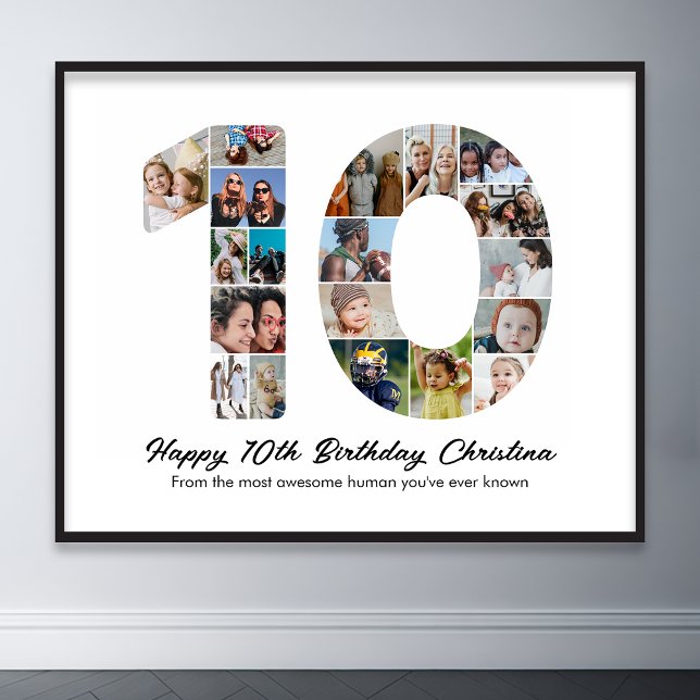 10th Birthday Number 10 Photo Collage Picture Poster (10th birthday number 10 photo collage poster wall art)