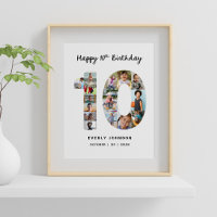 10th Birthday Number Photo Collage 8X10 Poster