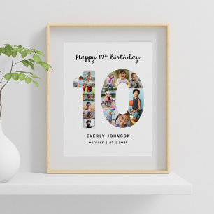 10th Birthday Number Photo Collage 8X10 Poster 