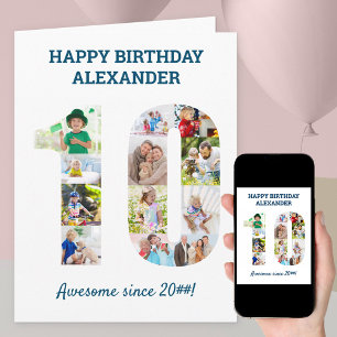 10th Birthday Number Photo Collage Card