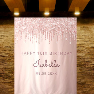 10th Birthday paray rose gold glitter drip girl Tapestry