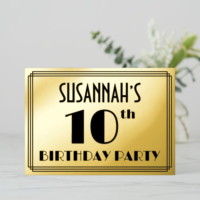 10th Birthday Party — Art Deco Look “10” + Name (Standing Front)