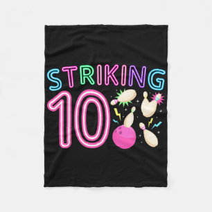 10th Birthday Party Bowling Girl 10 Year Old Bowli Fleece Blanket