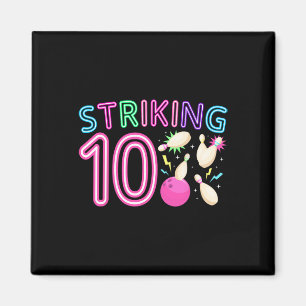 10th Birthday Party Bowling Girl 10 Year Old Bowli Magnet