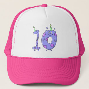 10th Birthday Party Cartoon Creatures. Trucker Hat