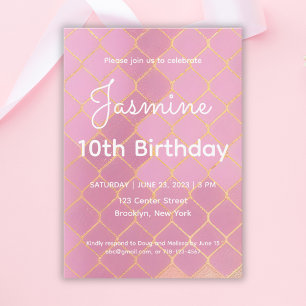 10th Birthday Party Girl Invitation