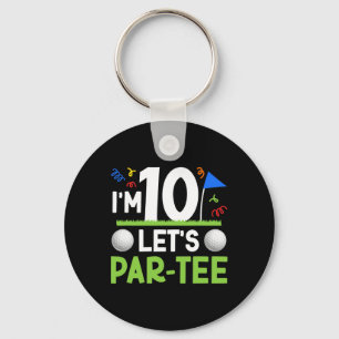 10th Birthday Party Golf Boy Ten Year Old Golfer Key Ring