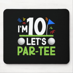 10th Birthday Party Golf Boy Ten Year Old Golfer  Mouse Pad