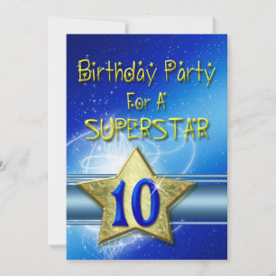 10th Birthday party Invitation for a Superstar.