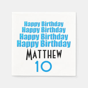 10th Birthday Party Personalised Paper Napkins