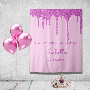 10th Birthday party pink glitter drip girl Tapestry