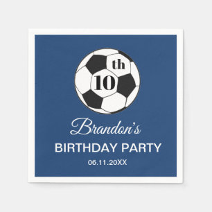 10th Birthday Party Soccer Blue Boys Sports Napkin