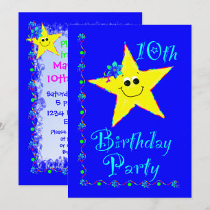 10th Birthday Party Star Invitation