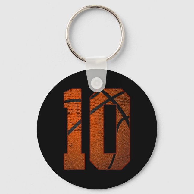 10th Birthday Party Ten 10 Year Old Basketball Bda Key Ring (Front)