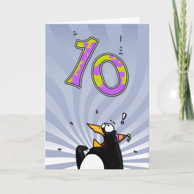 10th Birthday - Penguin Surprise Card (Front)