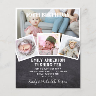 10TH Birthday Photo Collage Invite Boy Girl Mixed Flyer