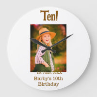 10th birthday photo name date simple brown beige b