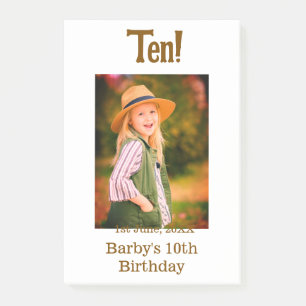 10th birthday photo name date simple brown beige b post-it notes