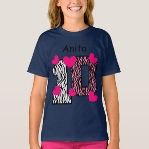 10th Birthday Pink Zebra Custom Name V025A6 T-Shirt
