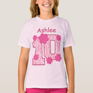 10th Birthday Pink Zebra Custom Name V025A T-Shirt
