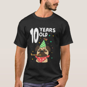 10th Birthday Pug Dog Lover Party 10 Year Old Funn T-Shirt