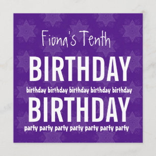 10th Birthday Purple Stars Custom Name V03 Invitation