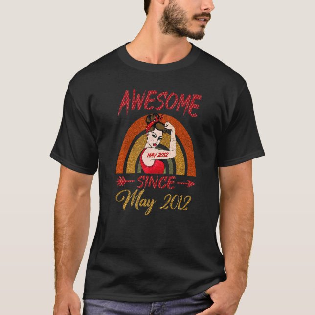 10th Birthday Queen Awesome Since May 2012 Rainbow T-Shirt (Front)