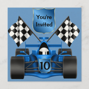 10th BIRTHDAY Race Car Invitation