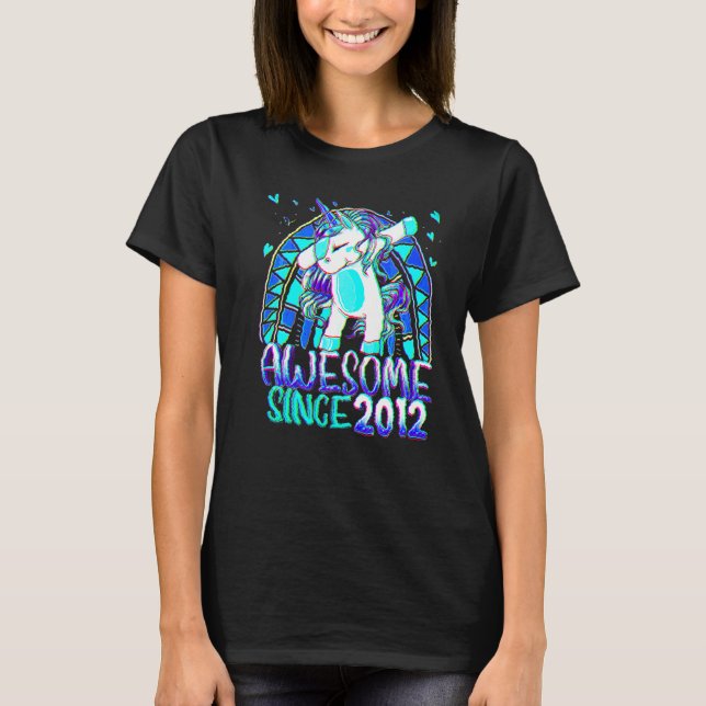 10th Birthday Rainbow 10 Year Old Dabbing Unicorn  T-Shirt (Front)