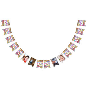 10th birthday rainbow glitter DIY photo children's Bunting