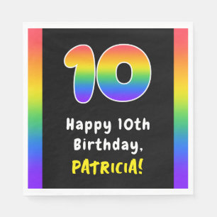 10th Birthday: Rainbow Spectrum # 10, Custom Name Napkin
