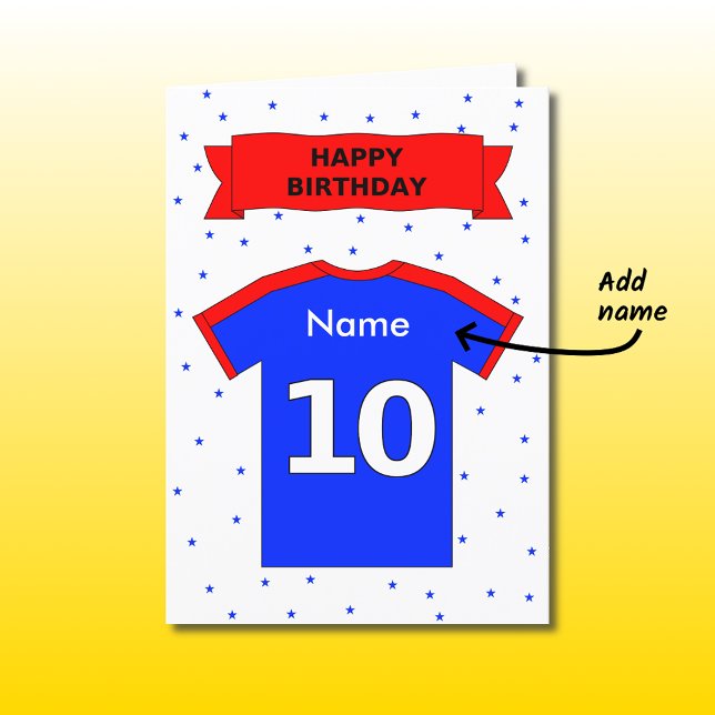 10th birthday red blue t-shirt add a name card (Creator Uploaded)