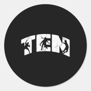 10th Birthday Retro Badminton 10 Years Old Boy Gir Classic Round Sticker