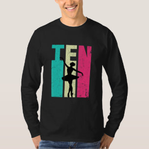 10th Birthday Retro Ballet Dancer 10 Years Old Bir T-Shirt