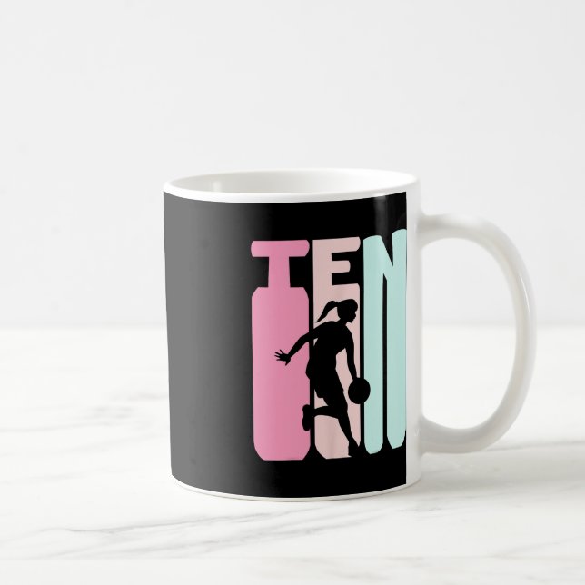 10th Birthday Retro Basketball Player 10 Years Old Coffee Mug (Right)