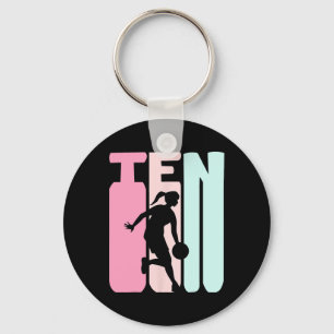 10th Birthday Retro Bysketbyll Player 10 Years Old Key Ring