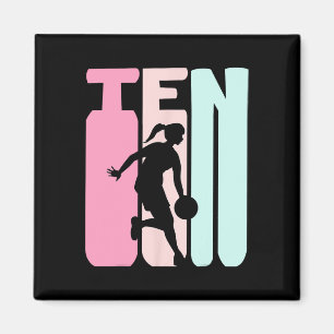 10th Birthday Retro Bysketbyll Player 10 Years Old Magnet